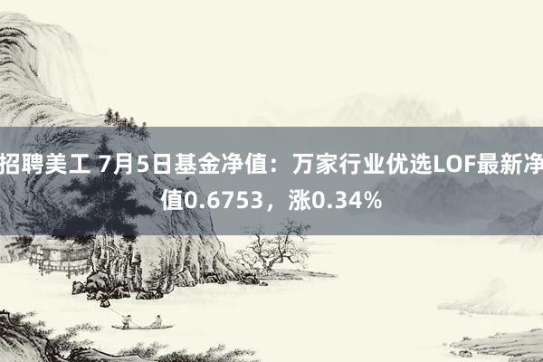 招聘美工 7月5日基金净值：万家行业优选LOF最新净值0.6753，涨0.34%