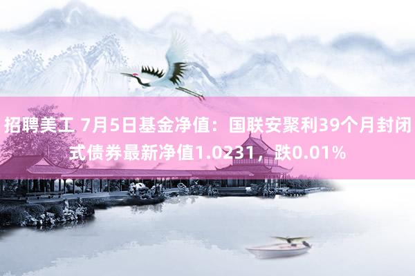 招聘美工 7月5日基金净值：国联安聚利39个月封闭式债券最新净值1.0231，跌0.01%