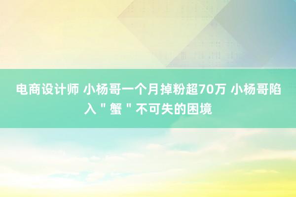 电商设计师 小杨哥一个月掉粉超70万 小杨哥陷入＂蟹＂不可失的困境